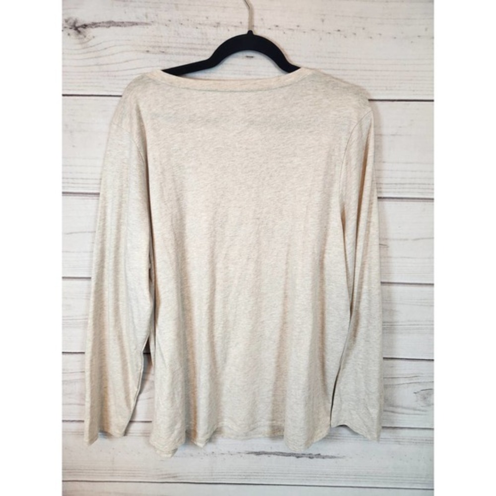 Evri Womens Cream Solid V-Neck Super Soft‎ Long Sleeve Every Day T-Shirt Size 1X - Picture 2 of 5